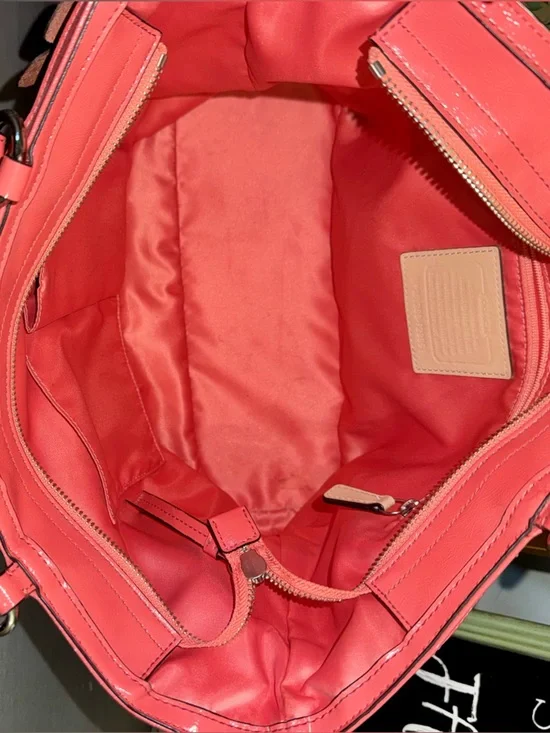 Coach Straw Leather Flower Appliqué Tote Handbag F29861 - 2013 Salmon Beige EUC - Picture 5 of 14